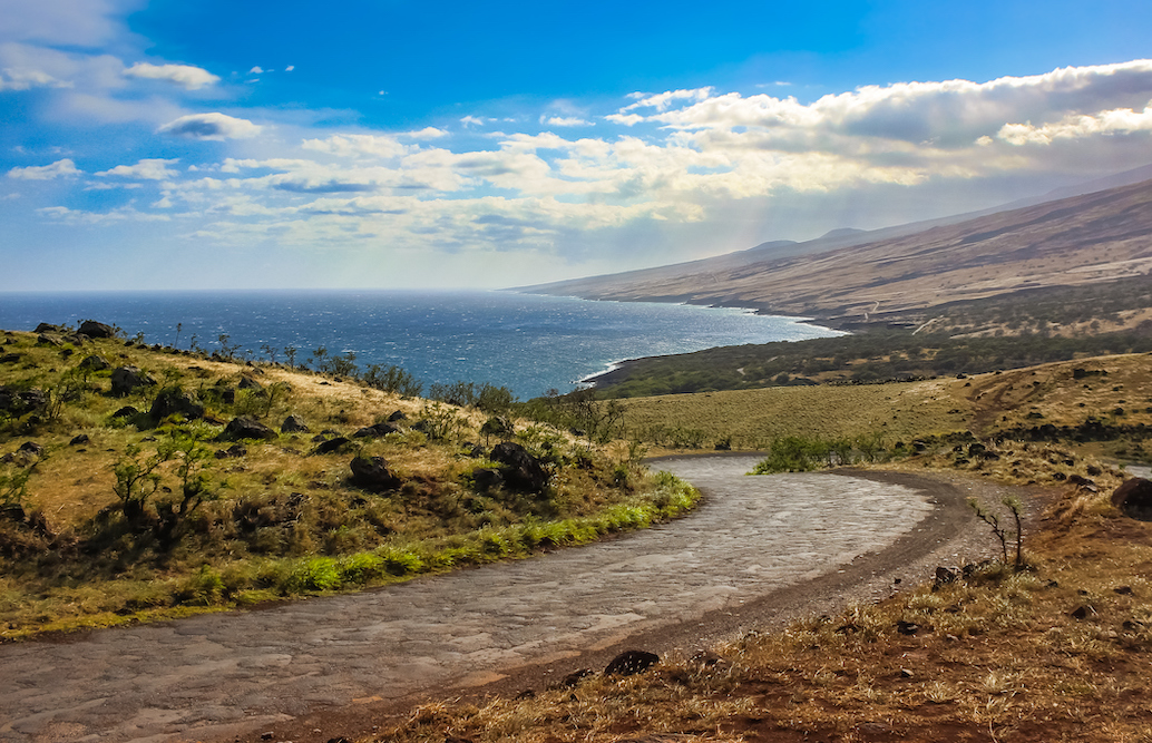 Winding Road in Maui overlooking ocean
