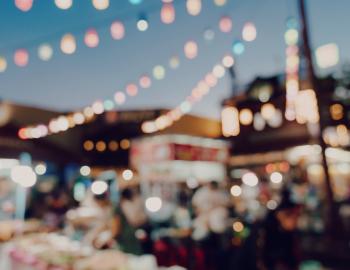 blurry lights decorating outside landscape