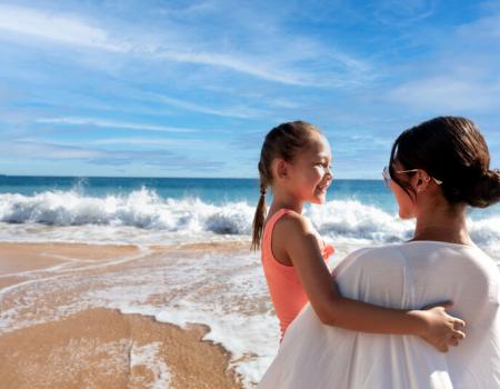 Mom and Daughter at a Maui Beach