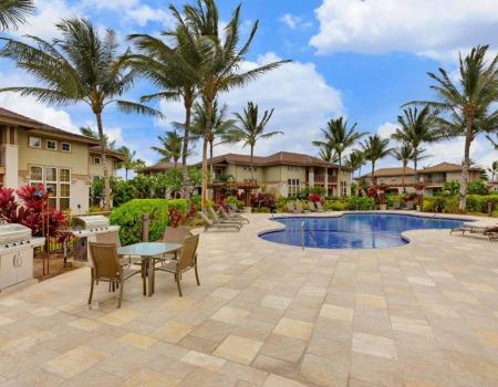 Community pool and outdoor space at Waikoloa Colony Villas