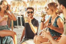 friends at a beach bar