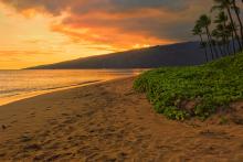Sugar Beach in Maui at sunset