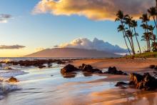 Maui Beach with volcano in background