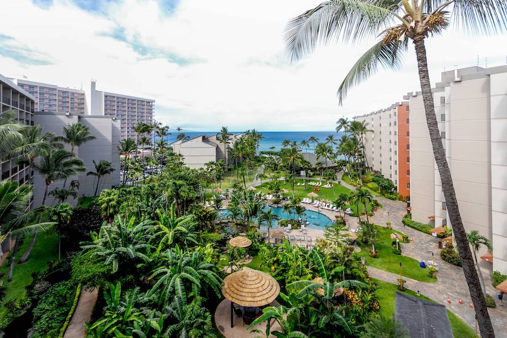 view of the grounds at Aston Kaanapali shores resort 