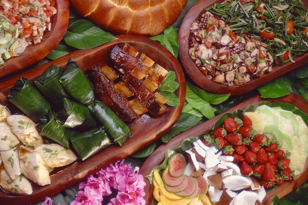 assorted food at a luau