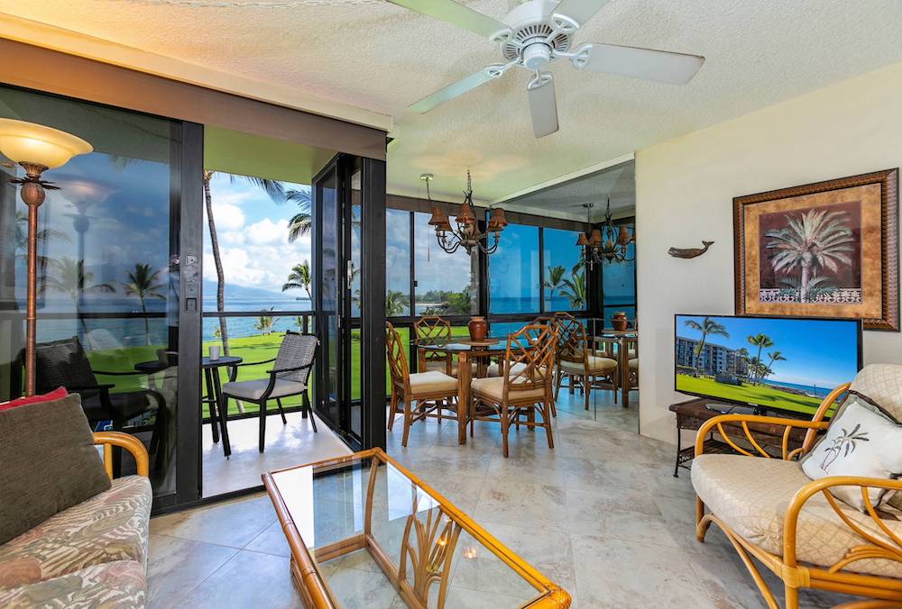 living room of kihei surfside 307 vacation rental