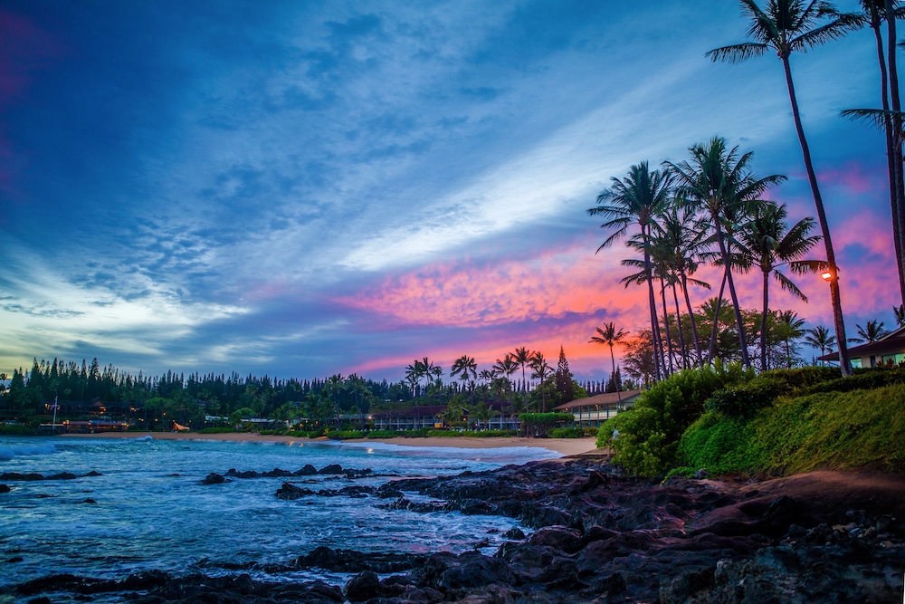 pink sunrise, napili bay, maui, hawaii